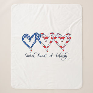 Vlag van de VS Patriottische Harten 4 juli Zoete V Sherpa Deken