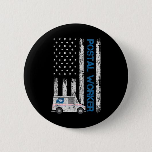Vlag van de VS Patriottische Postbeambte Postbode Ronde Button 5,7 Cm (Voorkant)