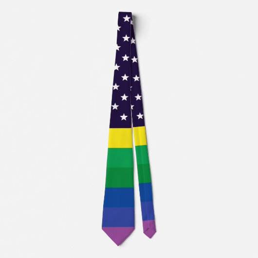 Vlag van de VS Patriottische Regenboog Pride Stars Stropdas (Voorkant)