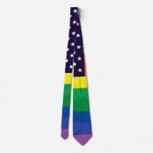 Vlag van de VS Patriottische Regenboog Pride Stars Stropdas (Achterkant)