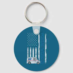 Vlag van de VS Patriottische Staal Arbeider Postbo Sleutelhanger