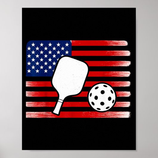 Vlag van de VS pickleball speler paddleball liefhe Poster (Voorkant)