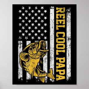 Vlag van de VS Reel Cool Papa Patriottisch Visontw Poster