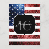 Vlag van de VS rode blauwe glitters glinstert Swee Briefkaart (Voorkant)