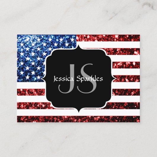 Vlag van de VS rode en blauwe vonken glitters Mono Visitekaartje (Achterkant)