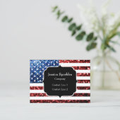 Vlag van de VS rode en blauwe vonken glitters Mono Visitekaartje (Staand voorkant)