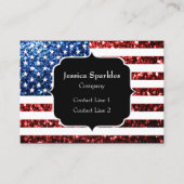 Vlag van de VS rode en blauwe vonken glitters Mono Visitekaartje (Voorkant)
