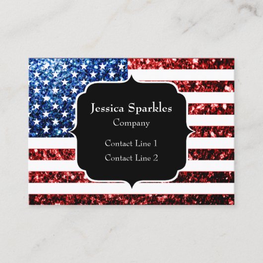 Vlag van de VS rode en blauwe vonken glitters Mono Visitekaartje (Voorkant)