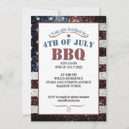Vlag van de VS roestieke vonken 4 juli BBQ-feest Kaart