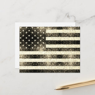Vlag van de VS Roestig goud sepia Glitters 4 juli Briefkaart