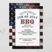 Vlag van de VS roestige glitters 4 juli BBQ-feest Kaart (Voorkant / Achterkant)