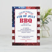 Vlag van de VS rood wit blauw glinstert 4 juli BBQ Kaart (Staand voorkant)