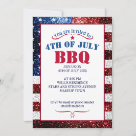 Vlag van de VS rood wit blauw glinstert 4 juli BBQ Kaart
