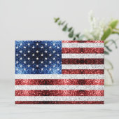 Vlag van de VS rood wit blauw glinstert glittert Kaart (Staand voorkant)