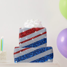 Vlag van de VS Rood Wit Blauw Glitter Onafhankelij Cadeaupapier