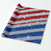 Vlag van de VS Rood Wit Blauw Glitter Onafhankelij Cadeaupapier (Uitgerold)