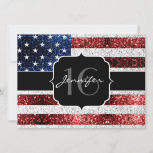 Vlag van de VS rood wit blauw glitters Glans Sweet Kaart