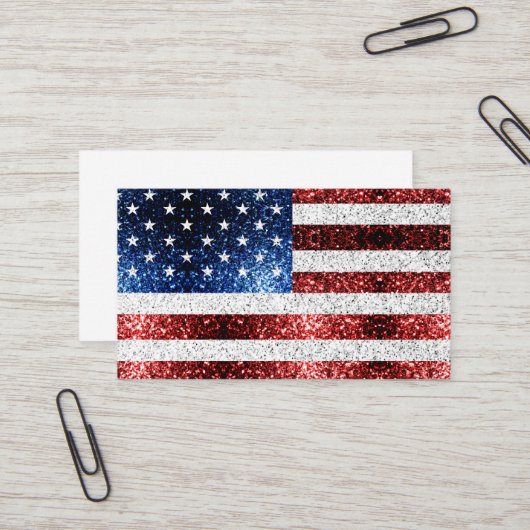 Vlag van de VS rood wit blauw glitters glanst Visitekaartje (Voorkant / Achterkant in situ)