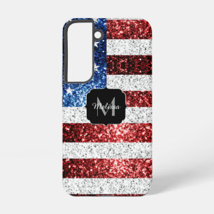 Vlag van de VS rood wit blauw glitters glinstert M Samsung Galaxy Hoesje