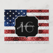 Vlag van de VS rood wit blauw glitters glinstert S Briefkaart (Voorkant)