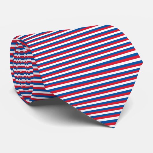 Vlag van de VS Rood, Wit, en Blauwe Pinstripe Stre Stropdas (Opgerold)