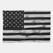 Vlag van de VS Rustic Hout Zwart Wit Patriottisch Theedoek (Horizontaal)