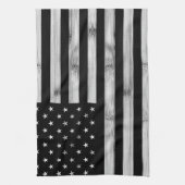Vlag van de VS Rustic Hout Zwart Wit Patriottisch Theedoek (Verticaal)