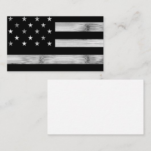 Vlag van de VS Rustiek Hout Zwart Wit Patriottisch Visitekaartje (Voorkant / Achterkant)