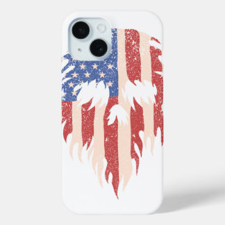 Vlag van de VS Schedel Baard | Gedistingeerd Patri iPhone 15 Case