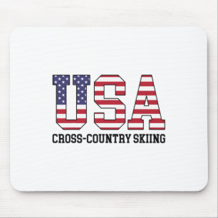 Vlag van de VS Skier - Amerikaanse Usa Langlaufen Muismat