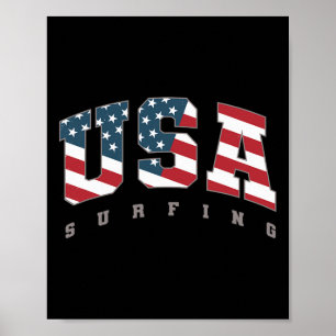 Vlag van de VS Team Surf Support Atleet Surfen Vro Poster