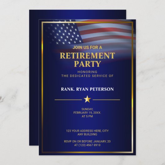 Vlag van de VS | Transparant | Gouden frame | Luxe Kaart (Voorkant / Achterkant)