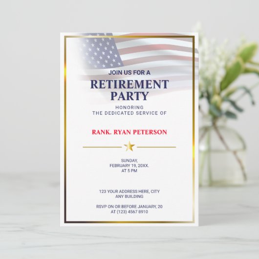 Vlag van de VS | Transparant | Gouden frame | Luxe Kaart (Staand voorkant)