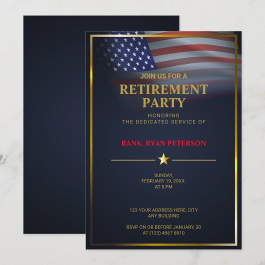 Vlag van de VS | Transparant | Gouden frame | Luxe Kaart (Voorkant / Achterkant)