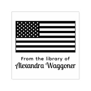Vlag van de VS “Uit de bibliotheek van” Naam Zelfinktende Stempel