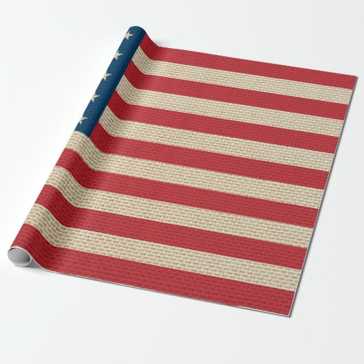 Vlag van de VS van namaak jute Cadeaupapier (Uitgerold)