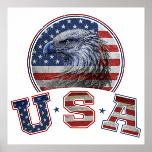 Vlag van de VS Vintage Amerikaanse Adelaar Amerika Poster