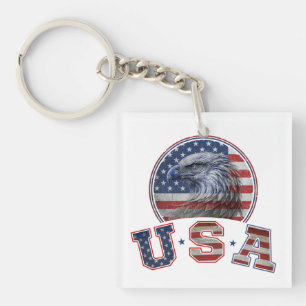 Vlag van de VS Vintage Amerikaanse Adelaar Amerika Sleutelhanger