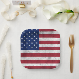 Vlag van de VS vintage rood wit blauw Amerika patr Papieren Bordje