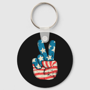 Vlag van de VS Vredesteken Hand 4 juli Patriottisc Sleutelhanger