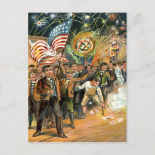 Vlag van de VS Vuurwerk Knalvuur Parade Briefkaart