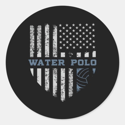 Vlag van de VS Waterpolo Ronde Sticker (Voorkant)