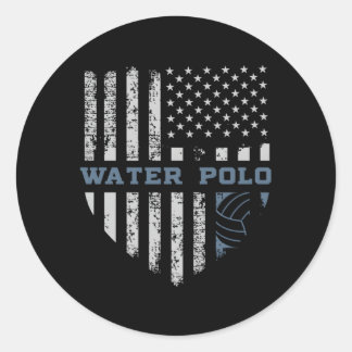 Vlag van de VS Waterpolo Ronde Sticker