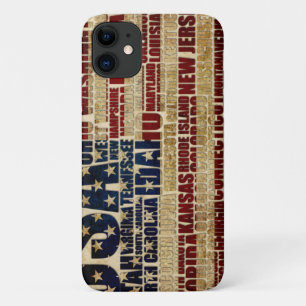 Vlag van de VS Woordwolk Alle 50 Staten Kunst Case-Mate iPhone Case