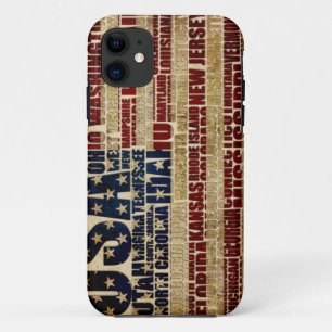 Vlag van de VS Woordwolk Alle 50 Staten Kunst Case-Mate iPhone Case