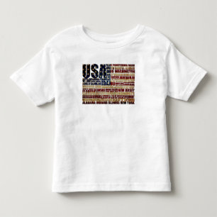 Vlag van de VS Woordwolk Alle 50 Staten Kunst Kinder Shirts
