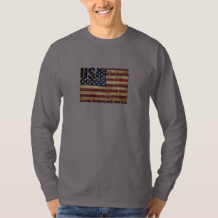 Vlag van de VS Woordwolk Alle 50 Staten Kunst T-shirt