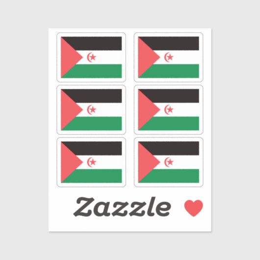 Vlag van de Westerne Sahara Collectie pack van 6 Sticker (Vel)
