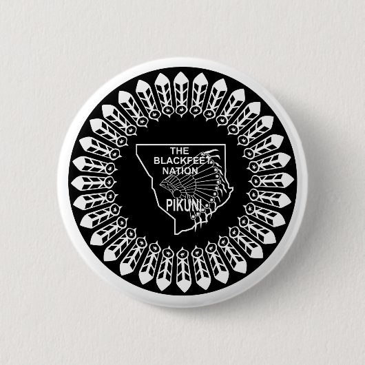 Vlag van de Zwarte Voeten Natie Ronde Button 5,7 Cm (Voorkant)