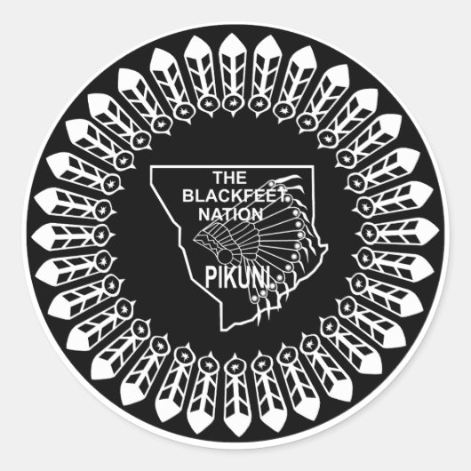 Vlag van de Zwarte Voeten Natie Ronde Sticker (Voorkant)